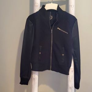 Ambiance Faux Leather Arm Jacket. Size Small. Black.